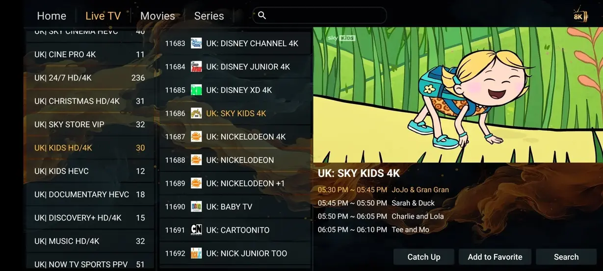 Vista previa de la interfaz IPTV Fiesta 8