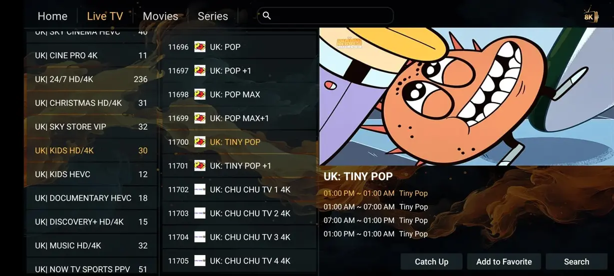 Vista previa de la interfaz IPTV Fiesta 9