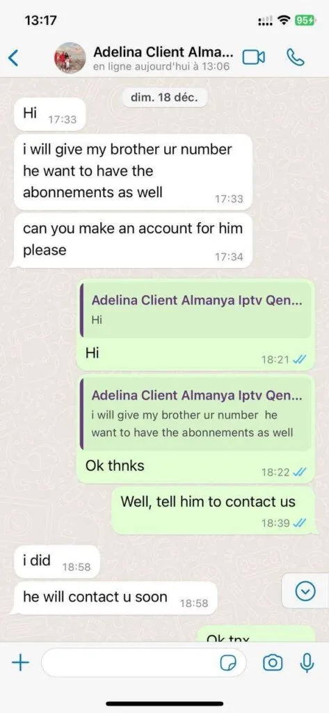 Conversación de soporte IPTV Fiesta por WhatsApp 5